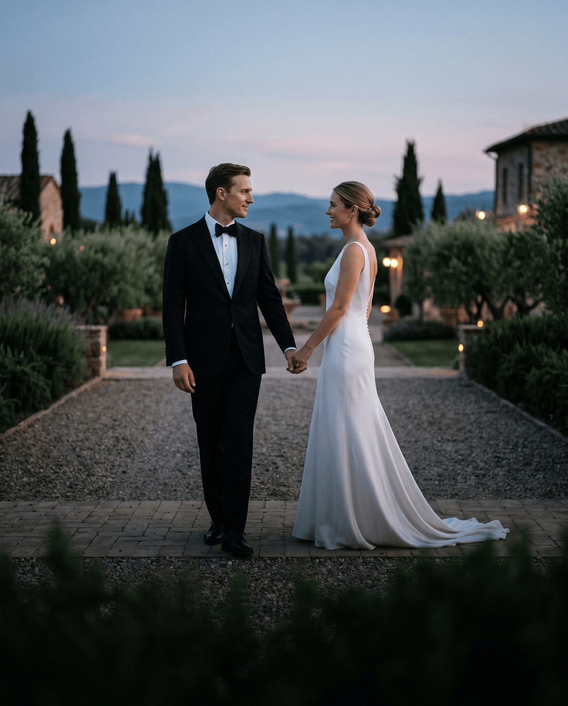 Couple watching their wedding film