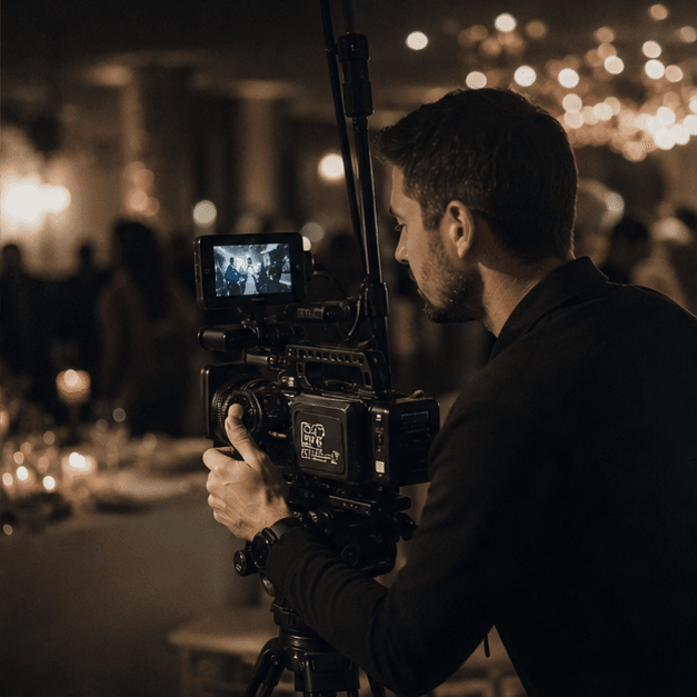 Wedding filmmaker capturing a reception